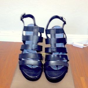 Black Sandals, side buckle 3 1/2 on heel